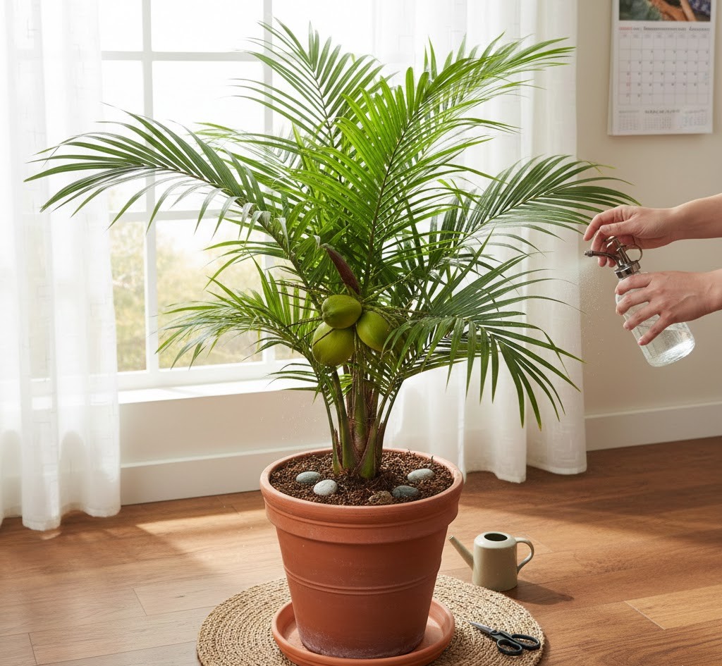 perawatan kelapa dalam pot dirumah